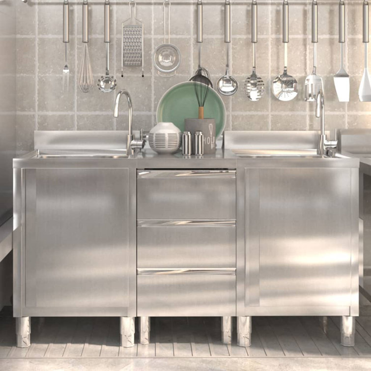 vidaXL Stainless Steel Kitchen Pantry Wayfair.co.uk